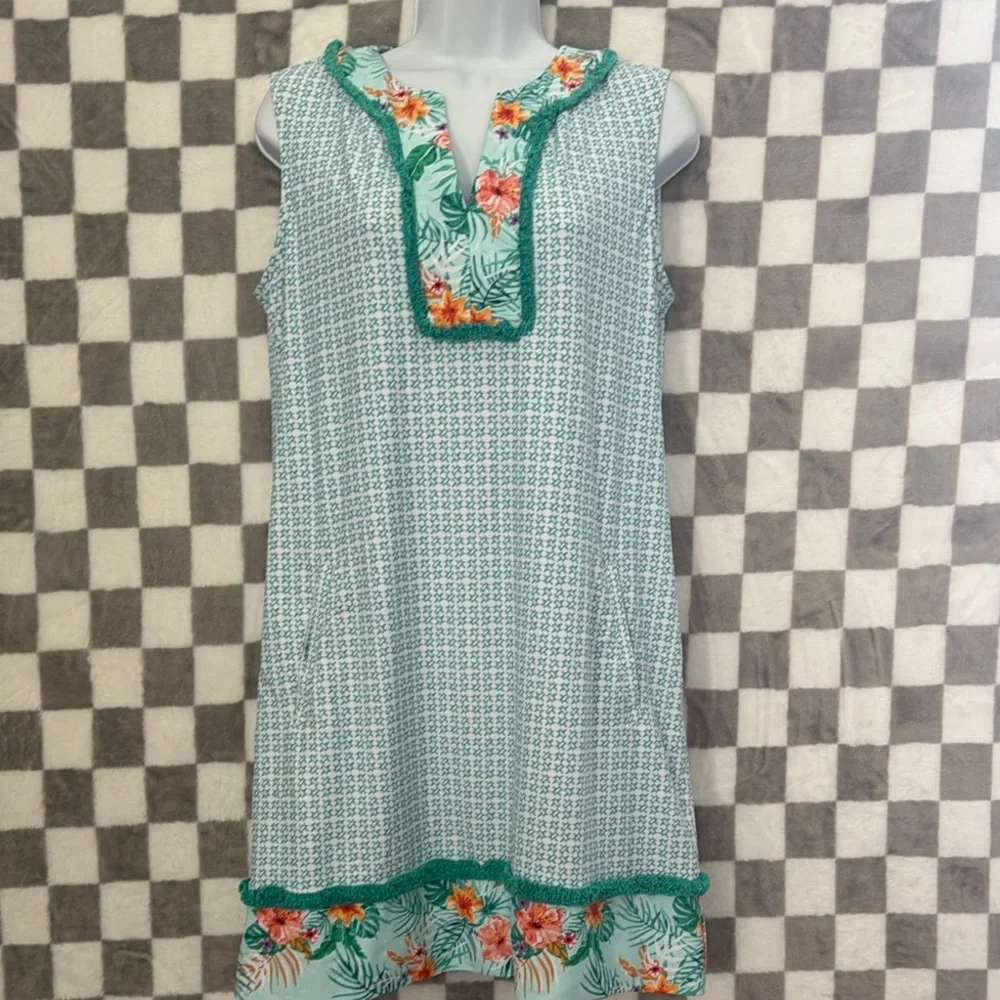 CABANA LIFE Women’s Sleeveless Fringe Tunic Mini Dress size S/Small - Picture 2 of 13